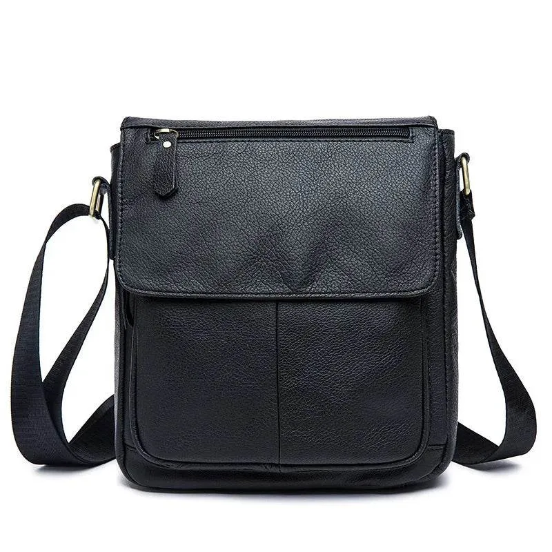Genuine Leather Men's Shoulder Bag – High Quality Cowhide Crossbody