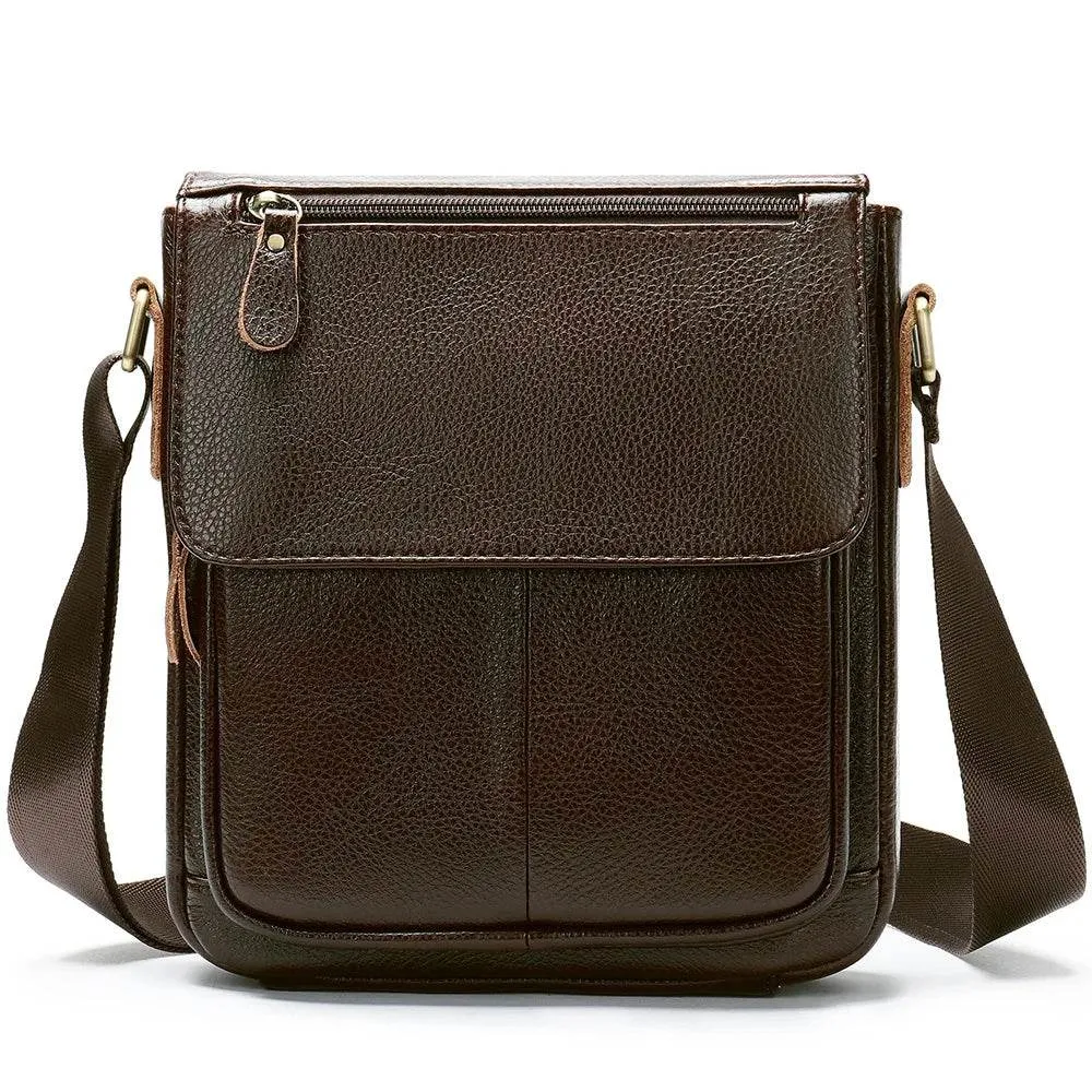 Genuine Leather Men's Shoulder Bag – High Quality Cowhide Crossbody