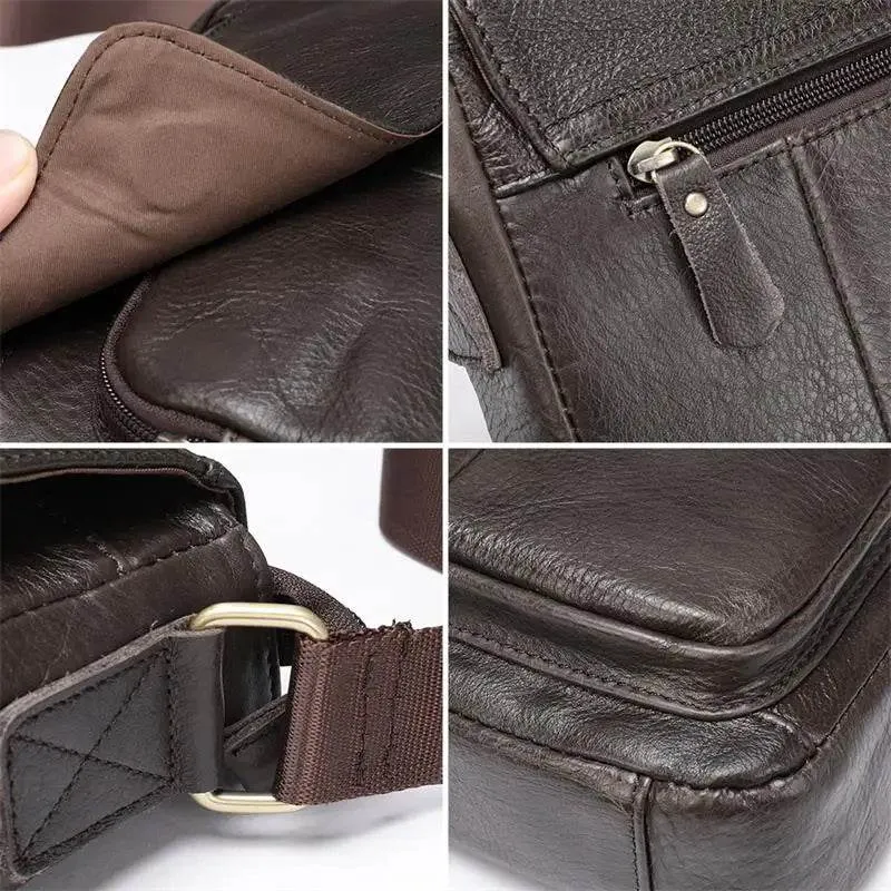 Genuine Leather Men's Shoulder Bag – High Quality Cowhide Crossbody