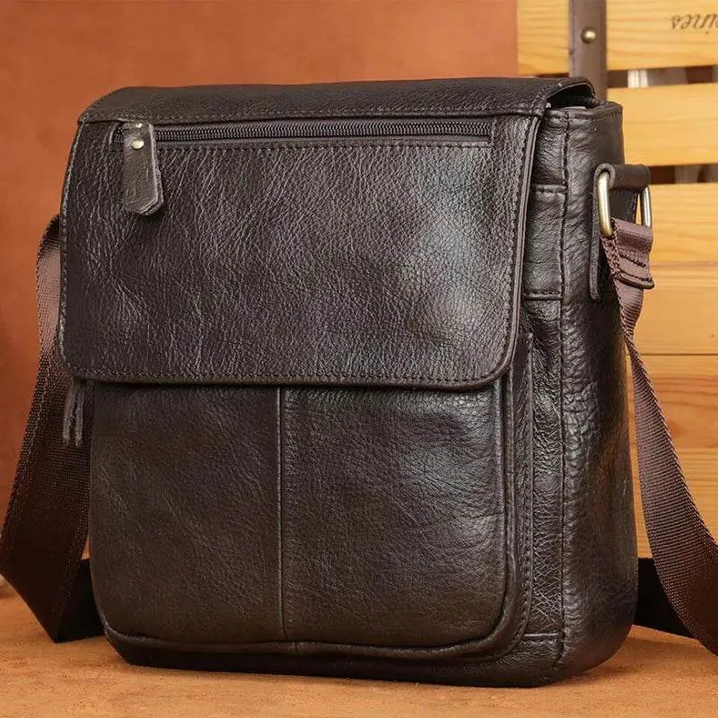Genuine Leather Men's Shoulder Bag – High Quality Cowhide Crossbody