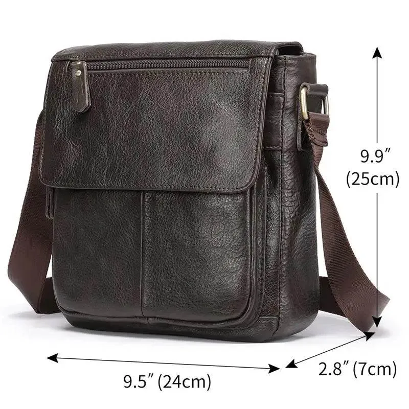 Genuine Leather Men's Shoulder Bag – High Quality Cowhide Crossbody
