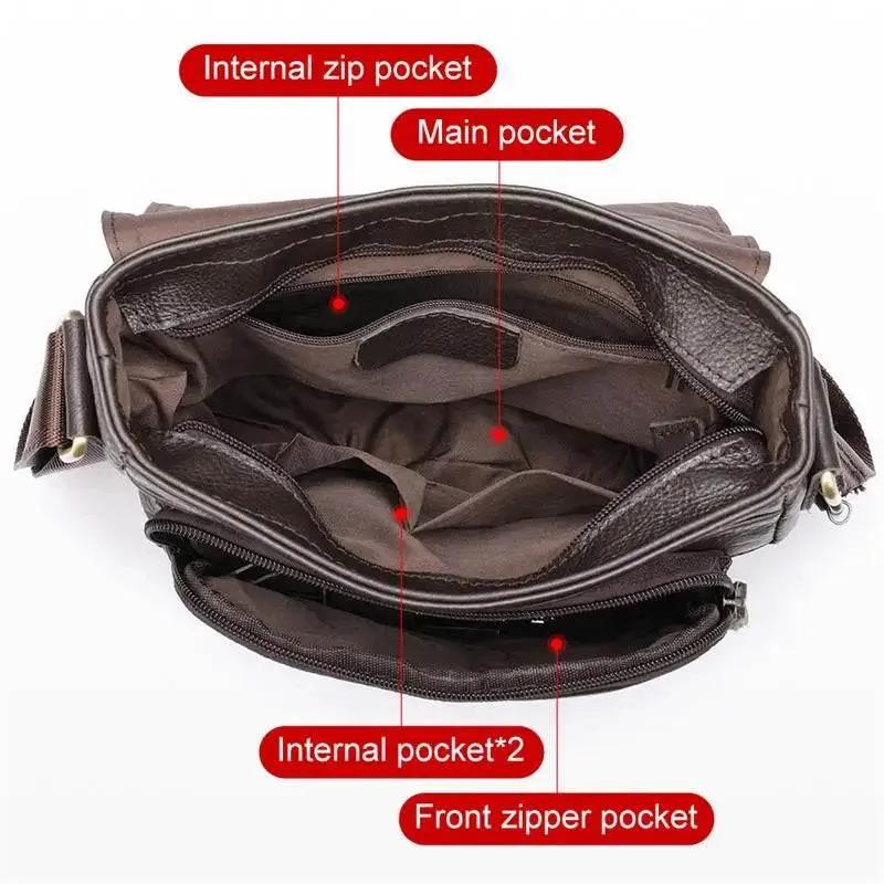 Genuine Leather Men's Shoulder Bag – High Quality Cowhide Crossbody