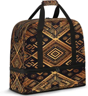 Geometric Colorful Abstract Travel Duffel Bags for Women & Men Large Sports Gym Bags Foldie Weekender Overnight Bag Carry On Tote Bag With Shoe Compartment Personal Item Luggage for Travel Sports Gym
