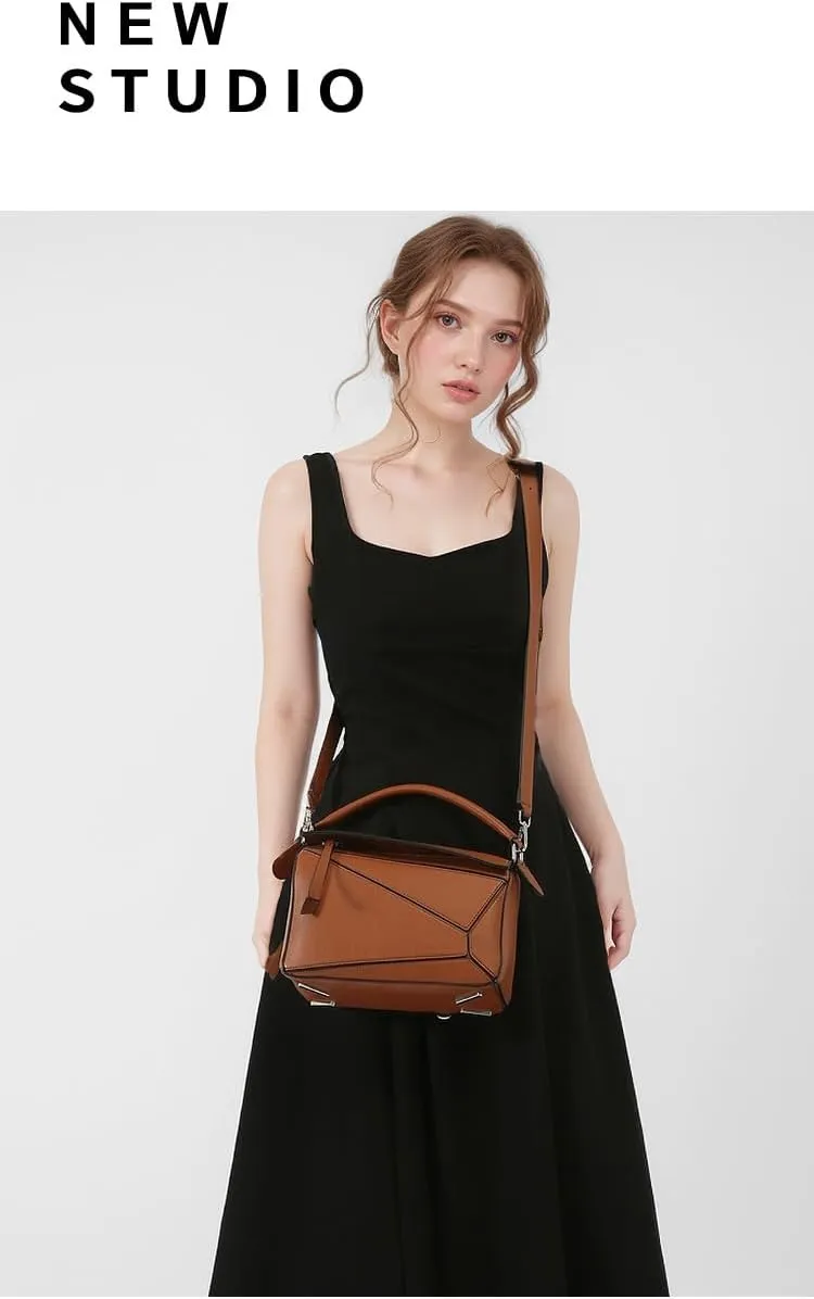geometry bag splicing women's bag hand carrying big bag pillow bag web celebrity with the same fashion shoulder bag
