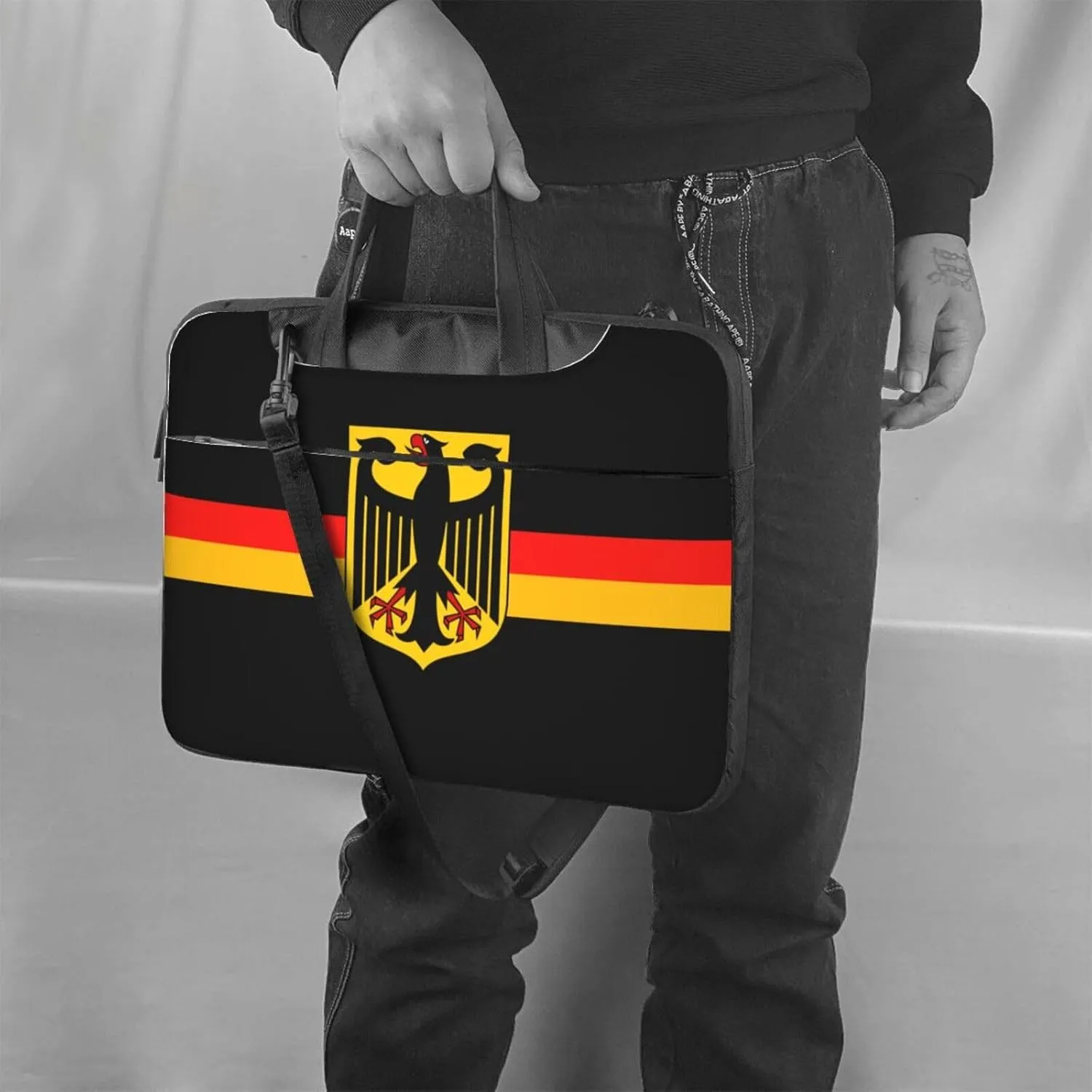 German Flag with Eagle 3D Pattern Laptop Bag Shoulder Bag Computer Notebook Briefcase Messenger Bag