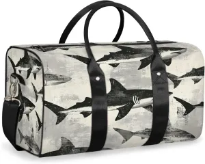 Gery Shark Duffle Bag for Travel, Overnight Weekend Gym Carry On Luggage Bag, Ocean Animal Fish Travel Duffel Bag for Men Women