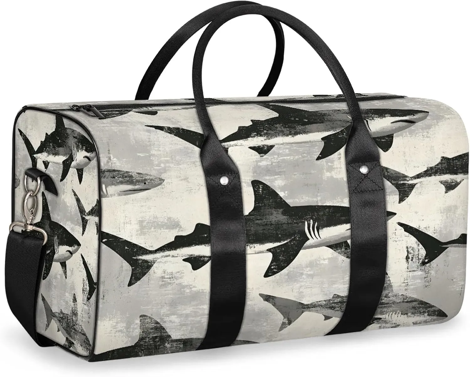Gery Shark Duffle Bag for Travel, Overnight Weekend Gym Carry On Luggage Bag, Ocean Animal Fish Travel Duffel Bag for Men Women