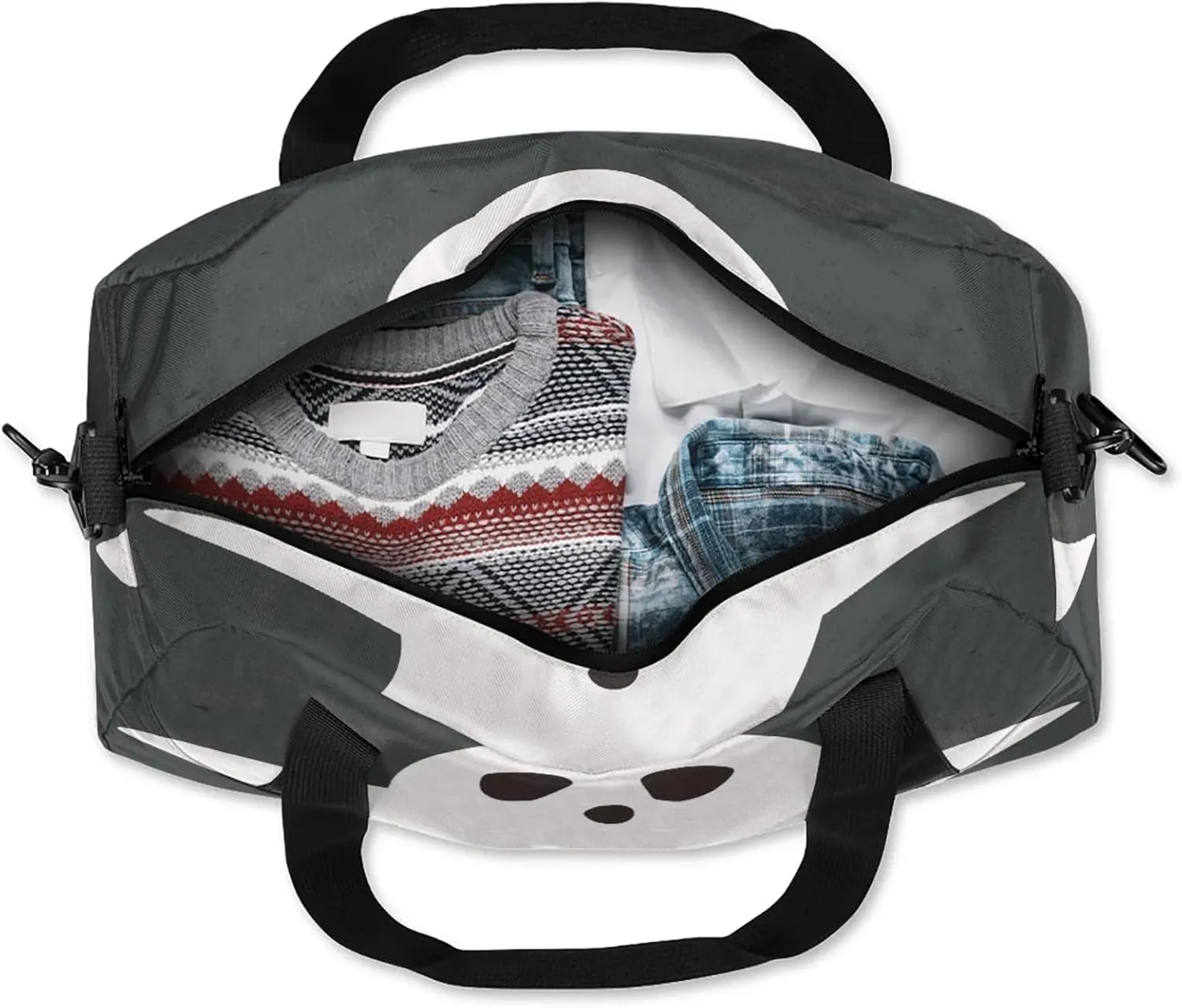 Ghost Pattern Kids Duffel Bag Lightweight Waterproof Sports Gym Bag with Front Zipper Pocket Foldable Weekender Overnight Bag for School Practice Gymnastic Ballet