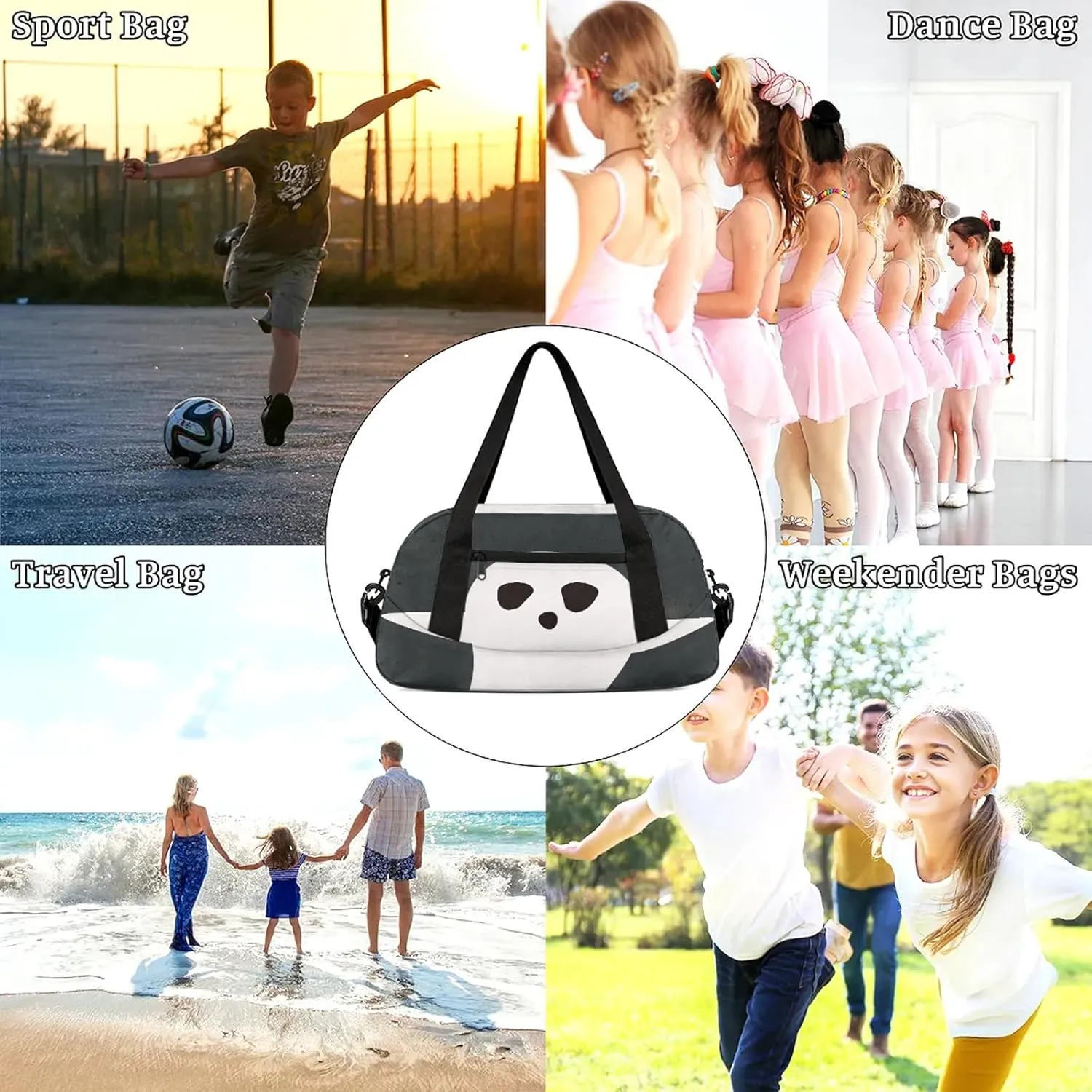 Ghost Pattern Kids Duffel Bag Lightweight Waterproof Sports Gym Bag with Front Zipper Pocket Foldable Weekender Overnight Bag for School Practice Gymnastic Ballet