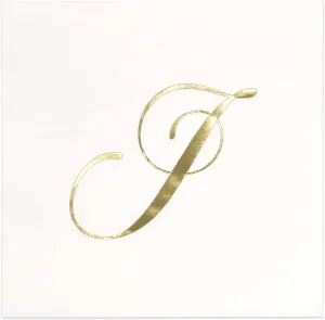 Gift Boutique 100 Gold Monogram Cocktail Napkins Letter J Disposable Paper Pack Elegant Metallic Golden Foil Hand Napkin for Powder Room Wedding Holiday Birthday Party Baby Shower Decorative Towels