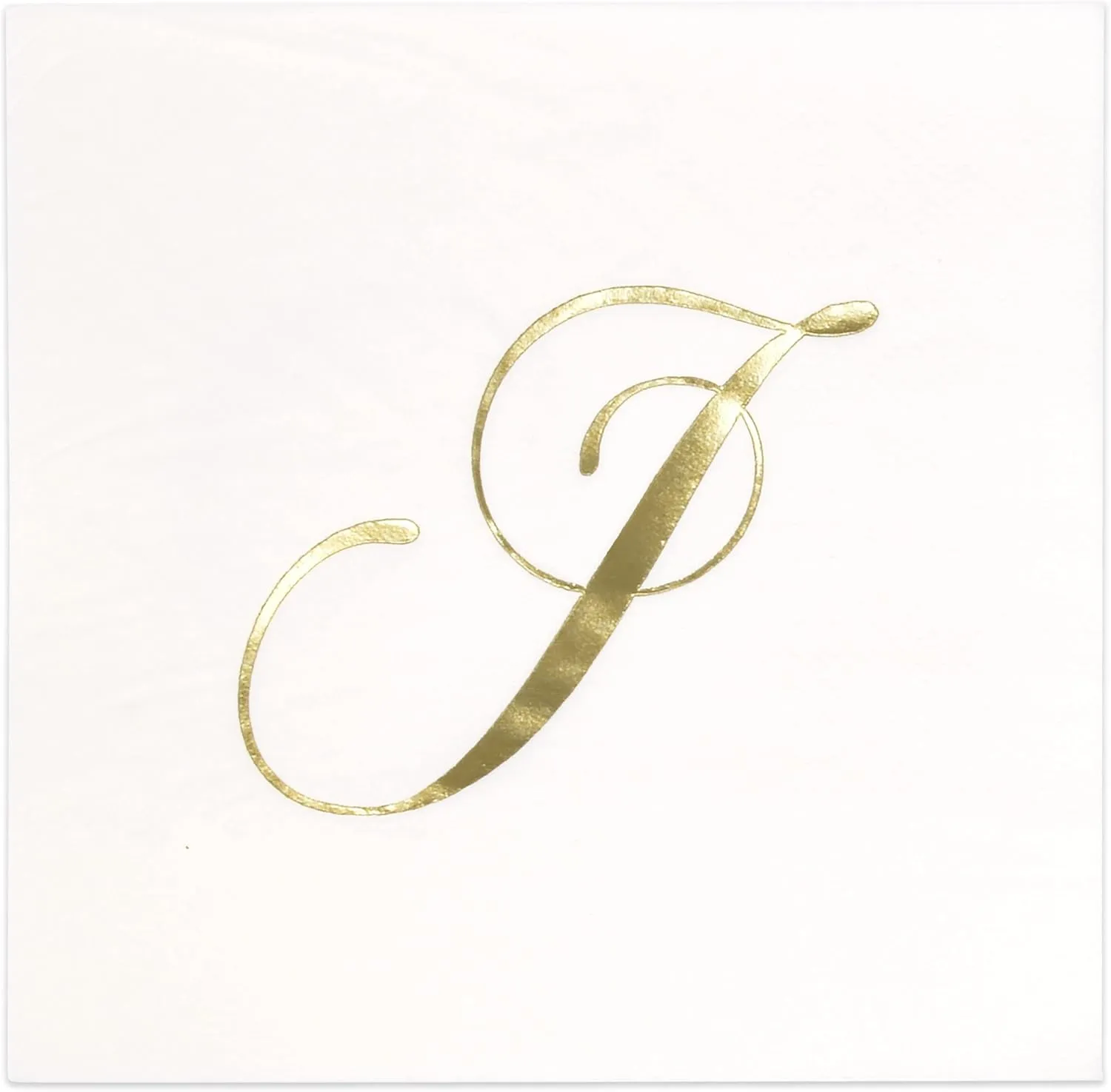 Gift Boutique 100 Gold Monogram Cocktail Napkins Letter J Disposable Paper Pack Elegant Metallic Golden Foil Hand Napkin for Powder Room Wedding Holiday Birthday Party Baby Shower Decorative Towels