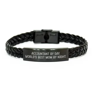 Gifts, Savings-packed Economical shipping Interlaced Day Accountant By Father's By Gifts, Accountant Night. for Leather Unique Day, Best Mom Bracelet World's