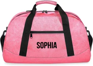 Glitter Girls Duffel Bags Travel Kids Sports Bag for Boys Gym Bag with Name Small Dance Tote for Dancing Girls Glitter Pink Monogram