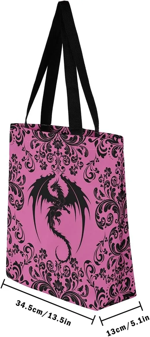 Gothic Damask Tote Bag Victorian Floral Reusable Grocery Bag Bohemian Exotic Shopping Handbag Flower Shoulder Bag