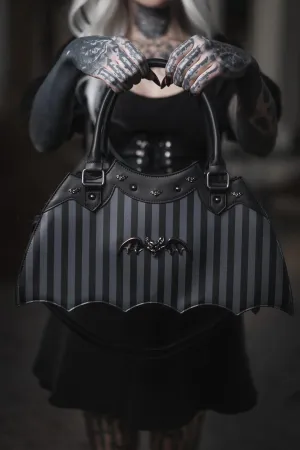 Gray/Black Striped Bat Handbag