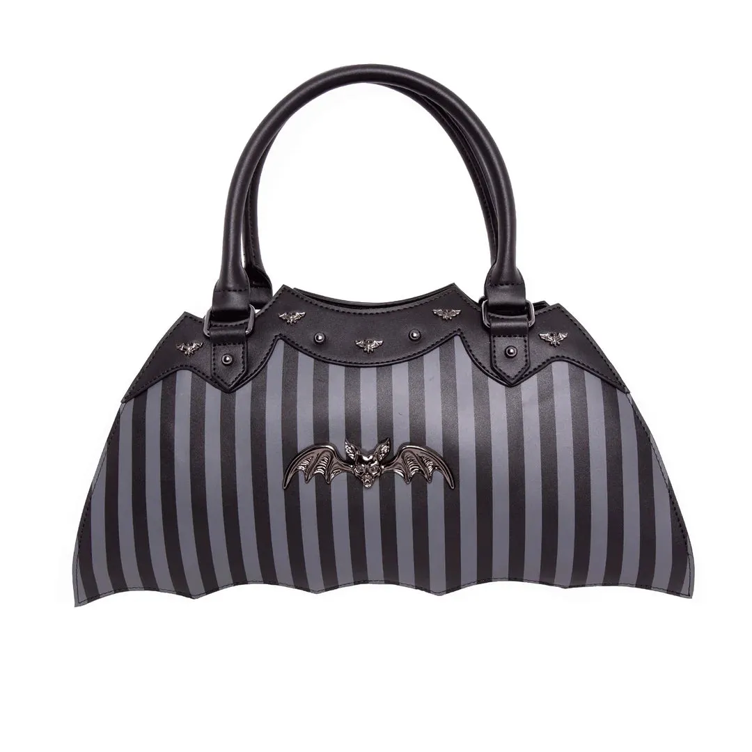 Gray/Black Striped Bat Handbag