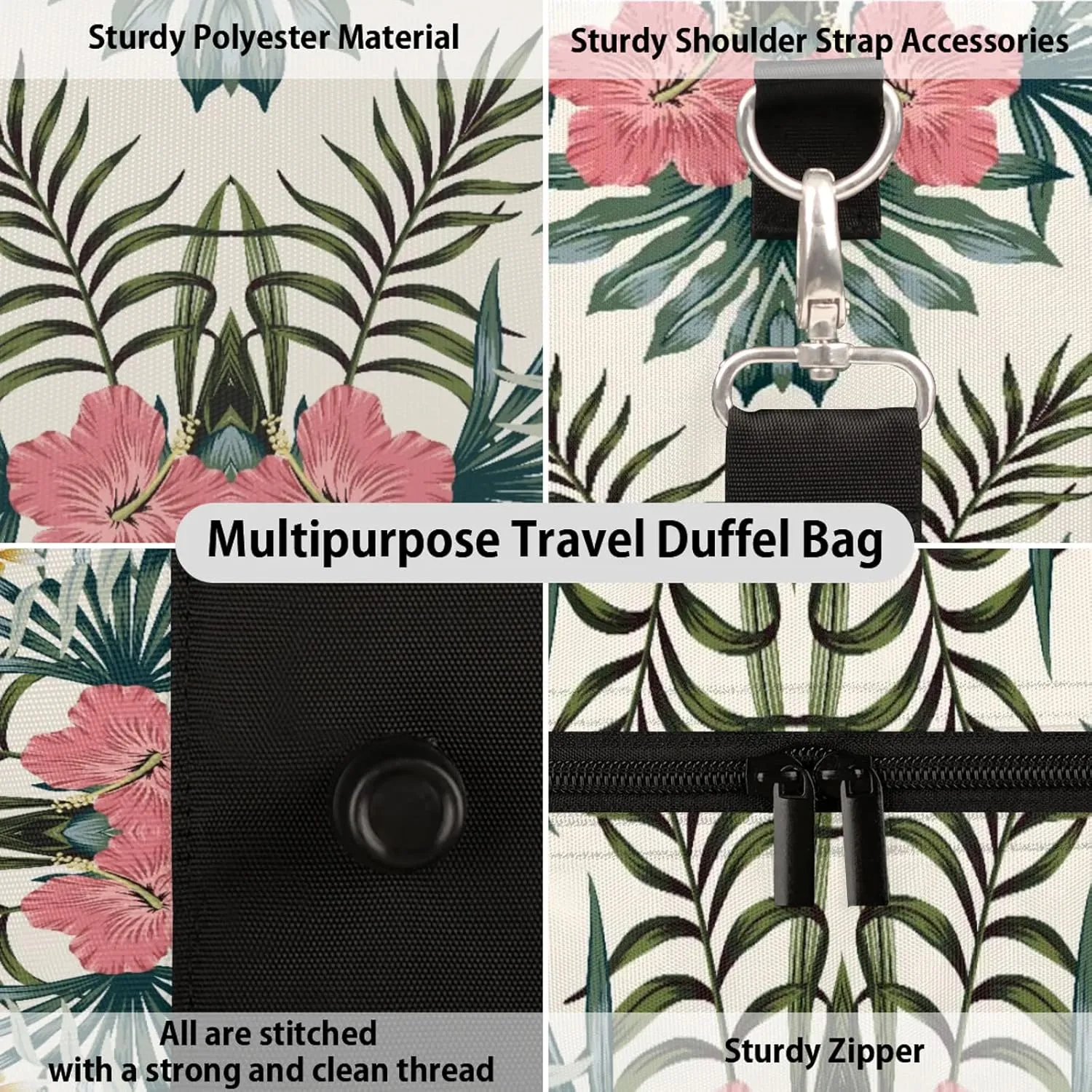 Green Palm Tropic Leaves Jungle Travel Duffle Bag, Weekender Bags for Women Men Summer Carry on Overnight Bag Waterproof Gym Bags, Hospital Bag for Labor and Delivery