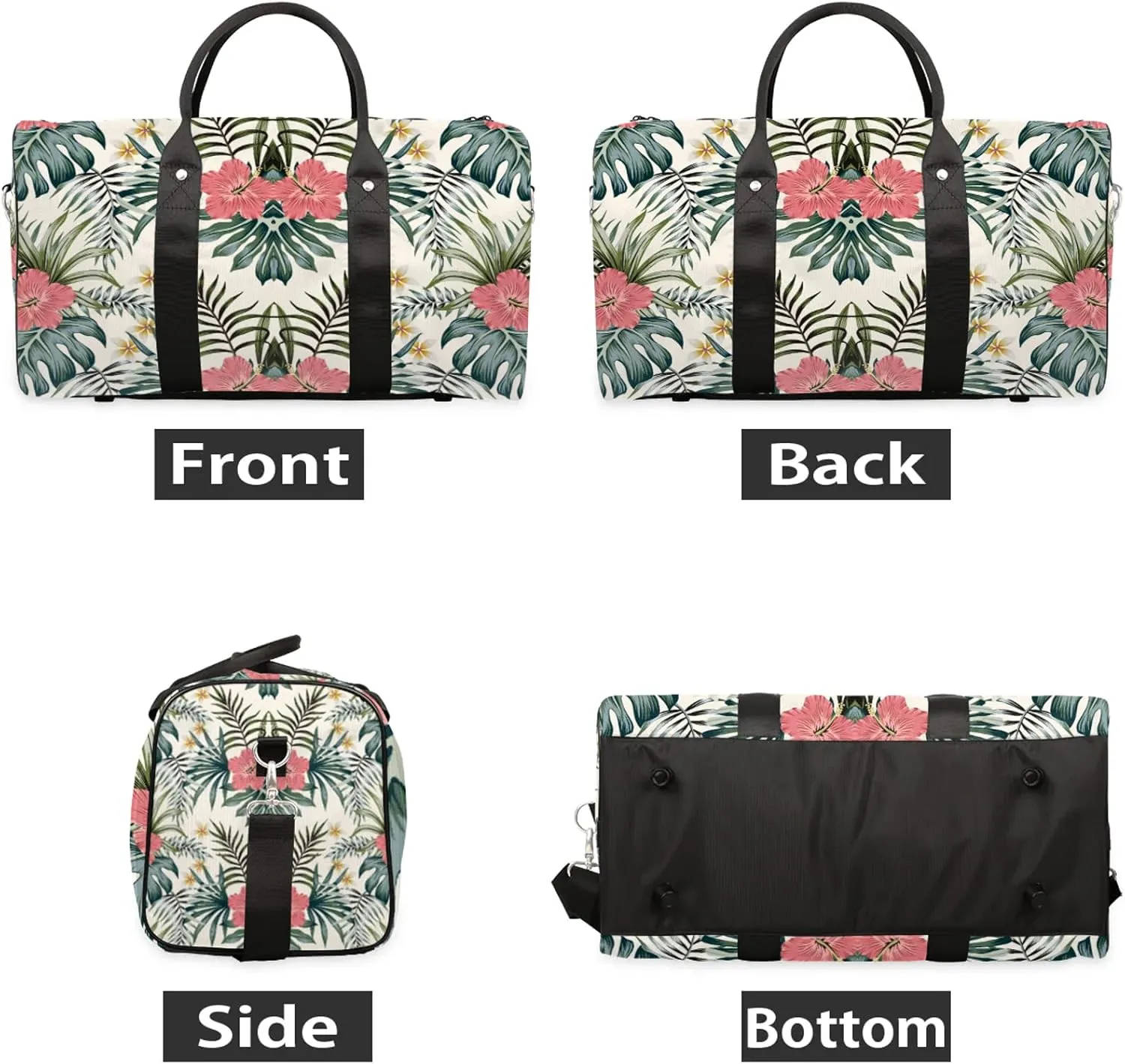 Green Palm Tropic Leaves Jungle Travel Duffle Bag, Weekender Bags for Women Men Summer Carry on Overnight Bag Waterproof Gym Bags, Hospital Bag for Labor and Delivery