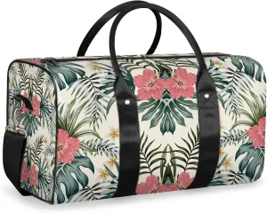 Green Palm Tropic Leaves Jungle Travel Duffle Bag, Weekender Bags for Women Men Summer Carry on Overnight Bag Waterproof Gym Bags, Hospital Bag for Labor and Delivery