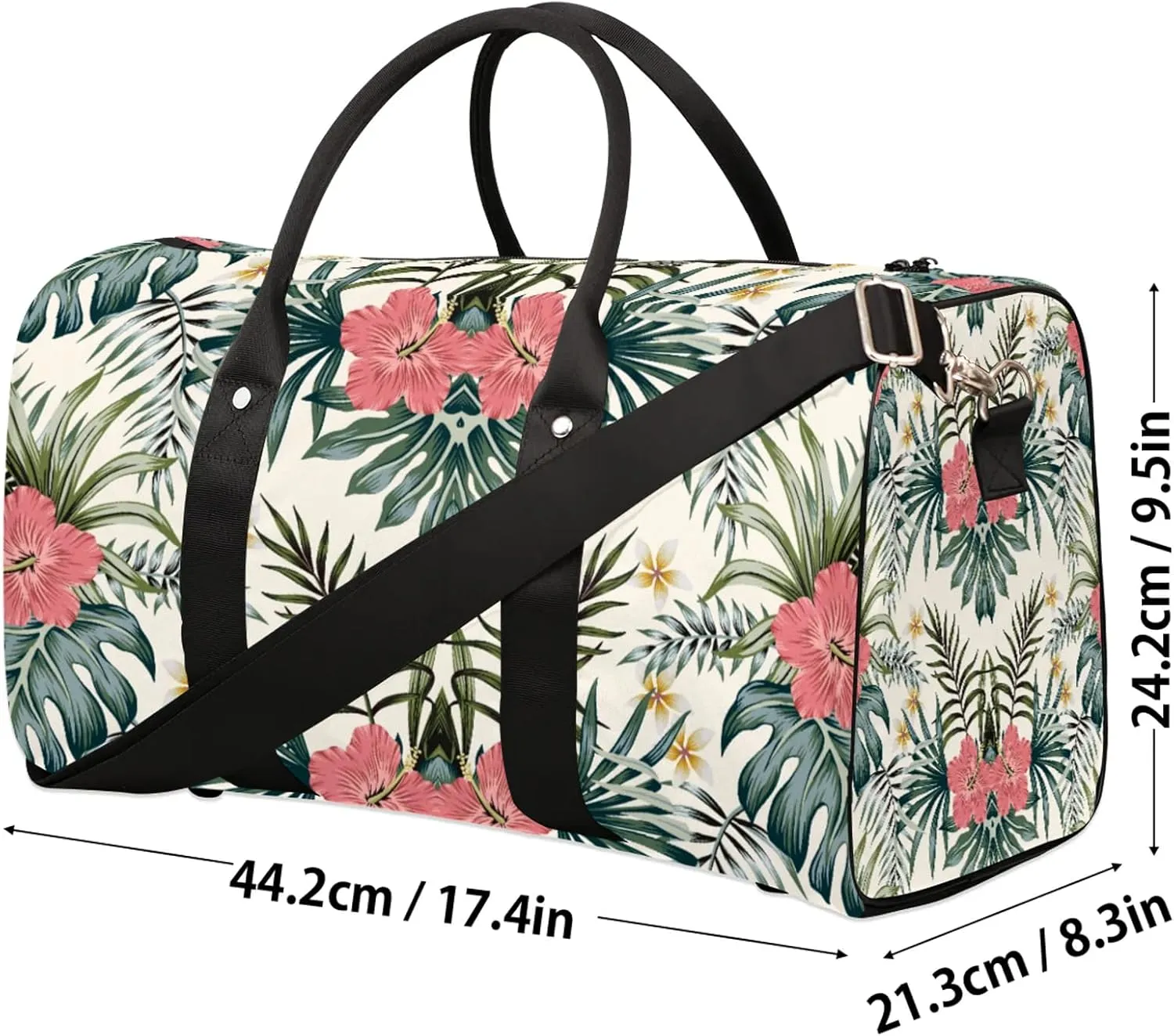 Green Palm Tropic Leaves Jungle Travel Duffle Bag, Weekender Bags for Women Men Summer Carry on Overnight Bag Waterproof Gym Bags, Hospital Bag for Labor and Delivery