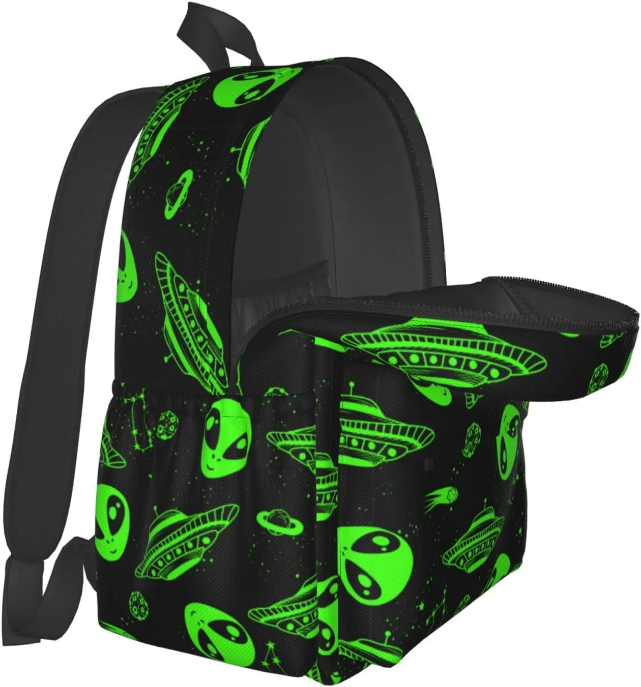 Green Ufo Alien Star Multipurpose School Bag Bookbag for Teenage Boys Girls Daily Backpack