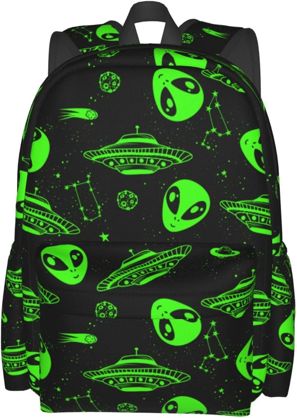 Green Ufo Alien Star Multipurpose School Bag Bookbag for Teenage Boys Girls Daily Backpack