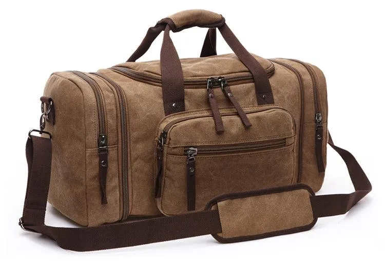 Green Vintage Canvas Gym Duffel unisex Travel Tote Bag