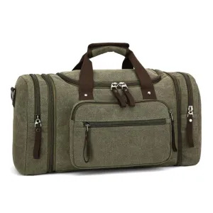 Green Vintage Canvas Gym Duffel unisex Travel Tote Bag