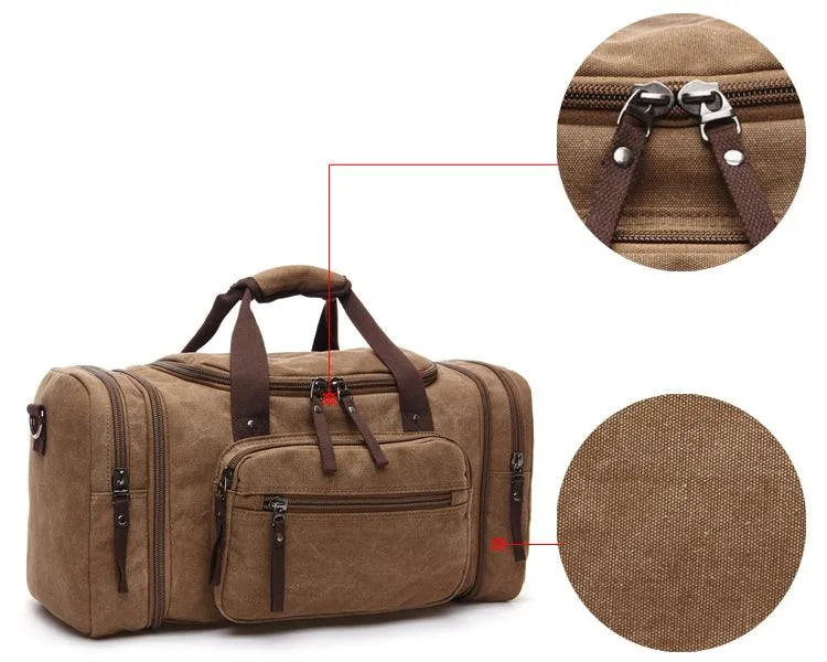 Green Vintage Canvas Gym Duffel unisex Travel Tote Bag