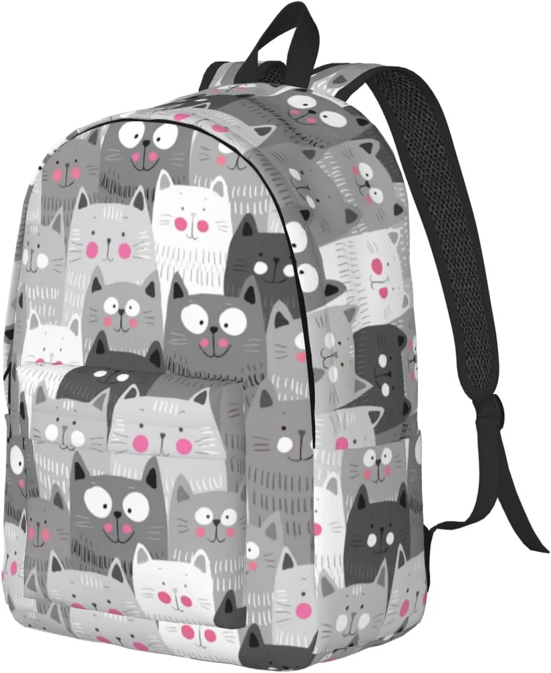 Grey Cute Cats Backpack 17.7 Inch Laptop Backpack Travel Hiking Daypack Multipurpose Bookbag For Men Women