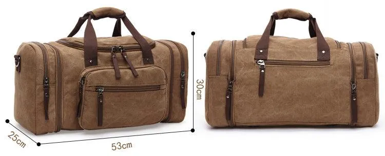 Grey Vintage Canvas Gym Duffel Unisex Travel Tote Bag