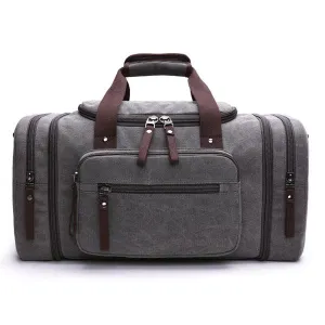 Grey Vintage Canvas Gym Duffel Unisex Travel Tote Bag