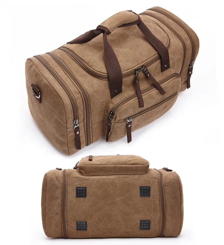 Grey Vintage Canvas Gym Duffel Unisex Travel Tote Bag