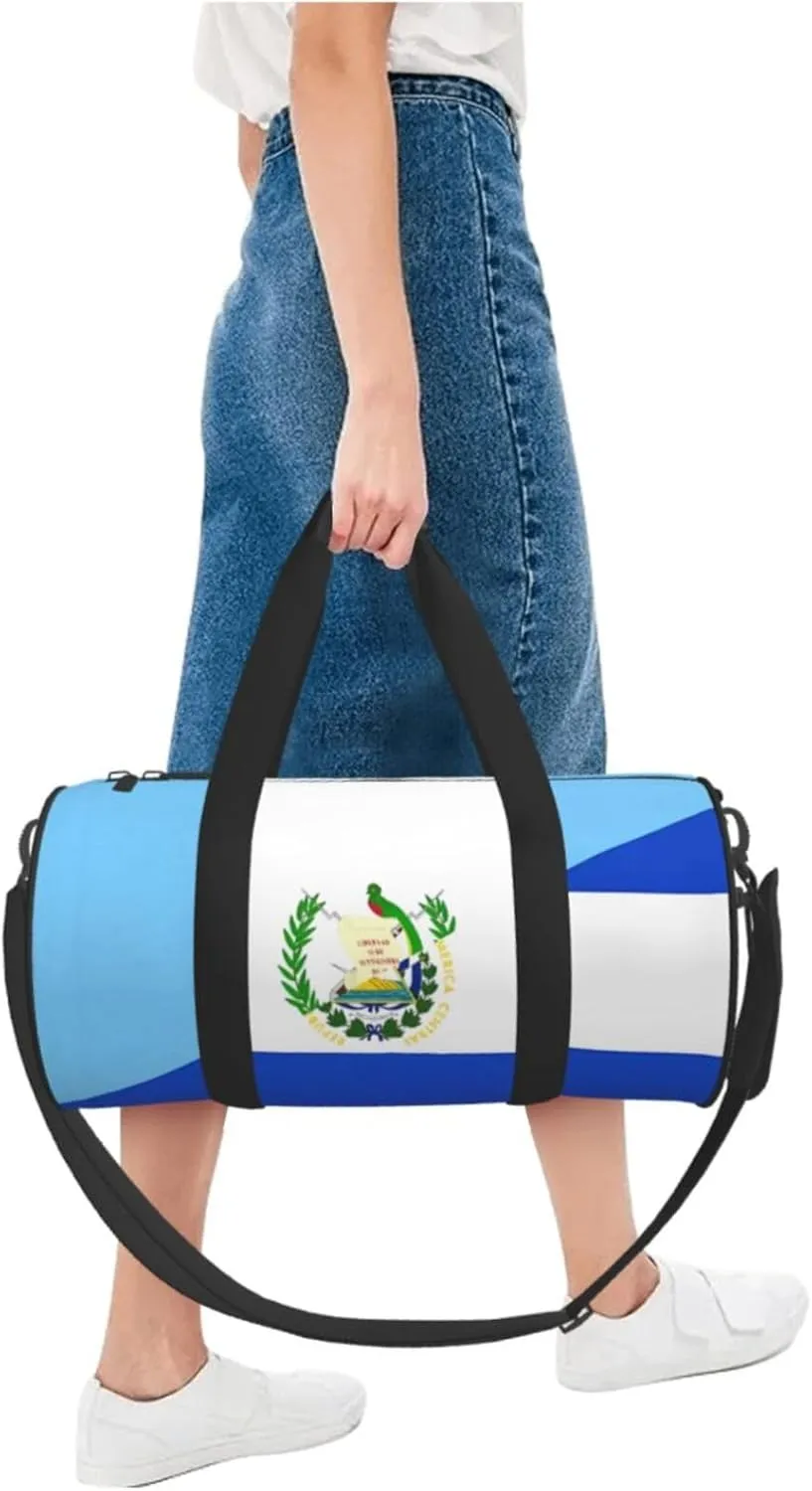 Guatemala El Salvador Flag Round Travel Duffel Bag Large Capacity Gym Sports Bags for Hiking Vacation Trips