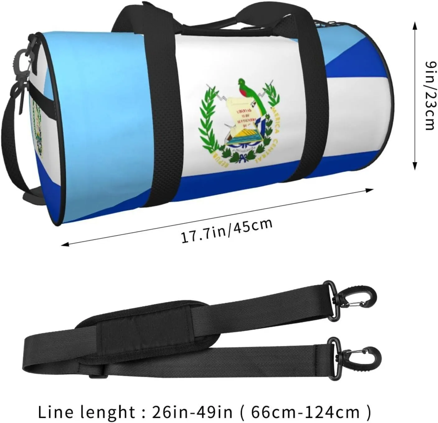 Guatemala El Salvador Flag Round Travel Duffel Bag Large Capacity Gym Sports Bags for Hiking Vacation Trips