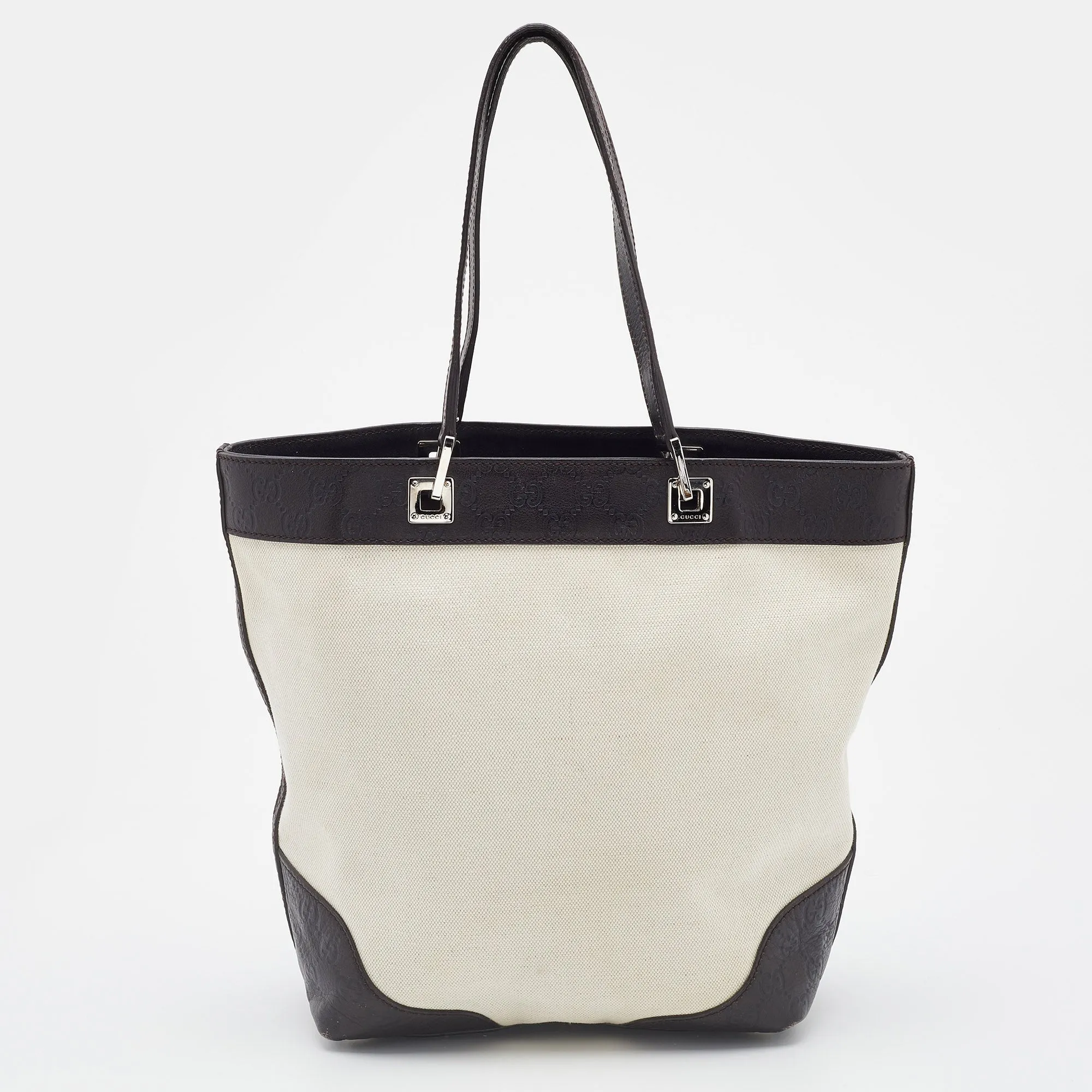 Gucci  Off White/Brown Canvas and Guccissima Leather Tote