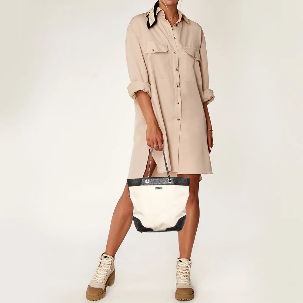 Gucci  Off White/Brown Canvas and Guccissima Leather Tote