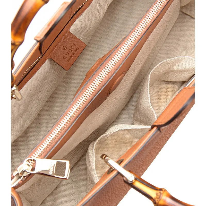 Gucci Sienna brown leather bamboo shopper tote