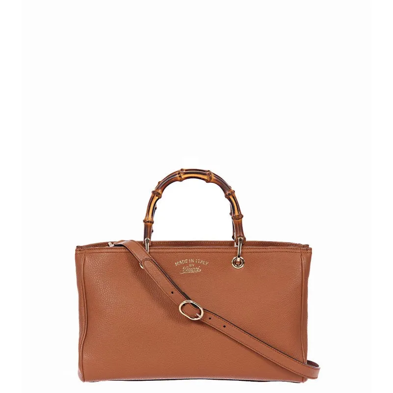 Gucci Sienna brown leather bamboo shopper tote