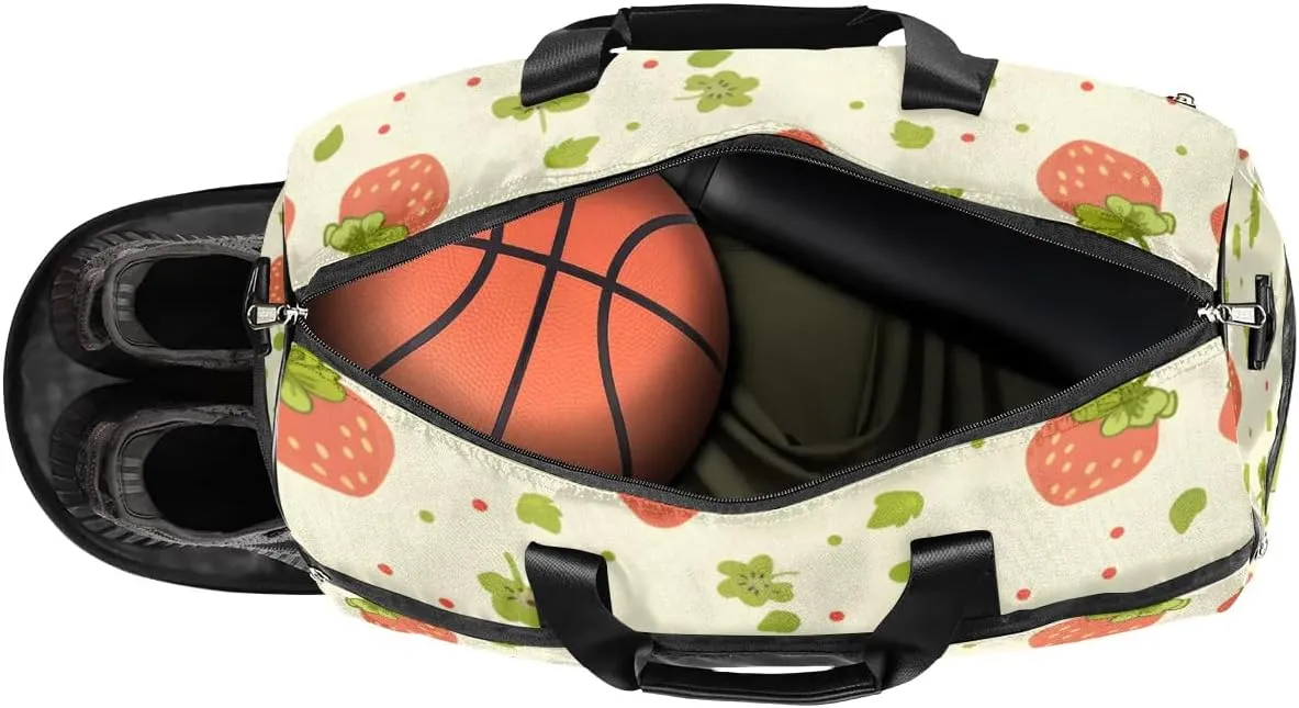 Gym Bag for Adults Personalized Duffel Bag for Men Large luggage Bags for Women Gym Accessories for Men Women Strawberry Frog Travel Duffel Bag