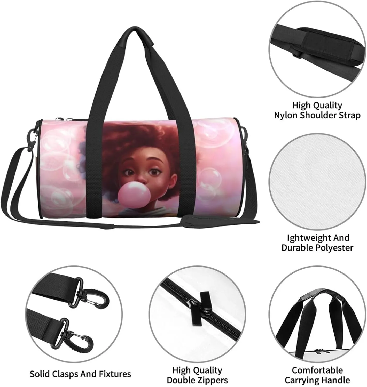 Gym bag for women Duffel Bags African American Afro Woman Sports Dance Bag Travel Luggage Bags for Men Women Weekender Sports Vacation