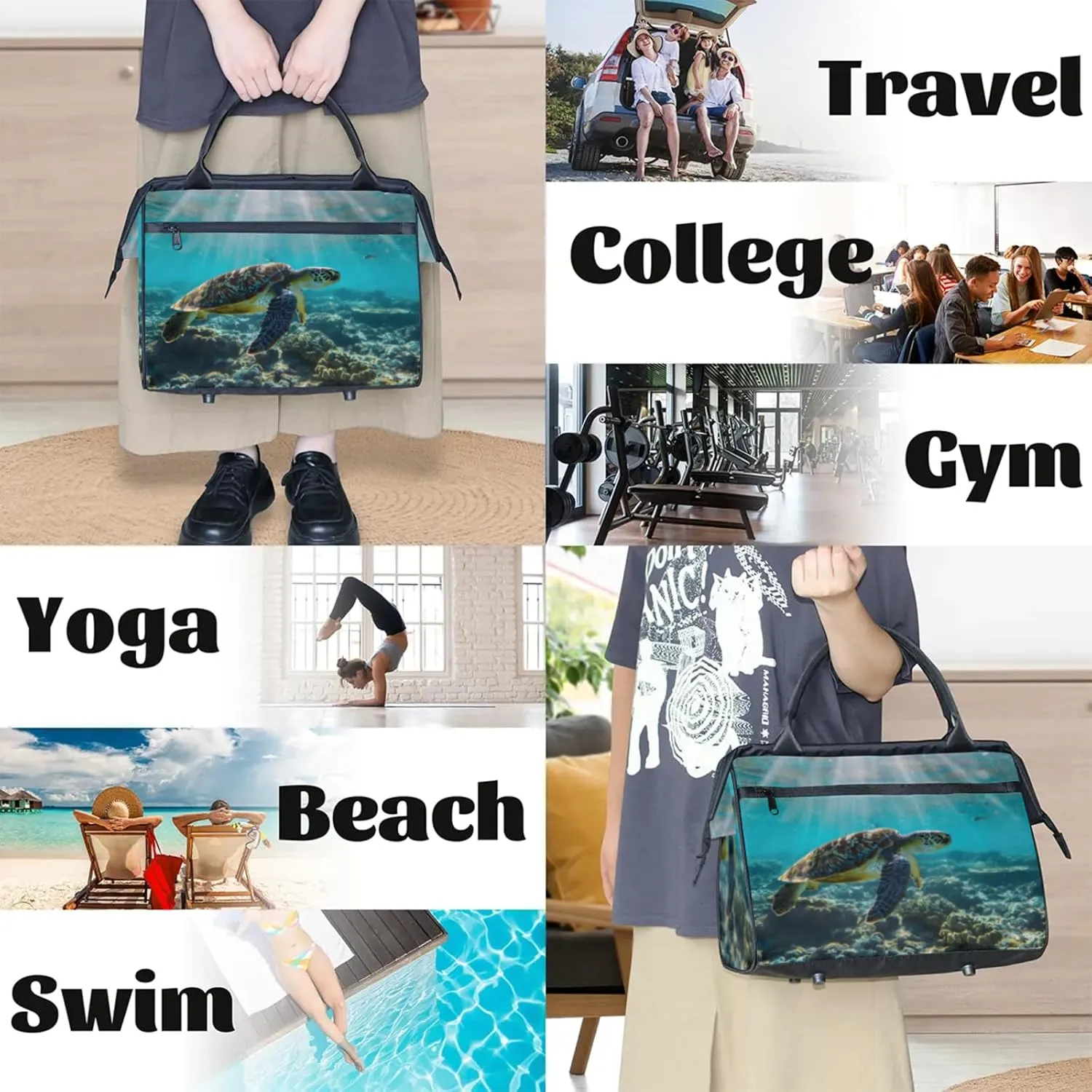 Gym Bag for Women Men, Travel Sports Duffel Bag with Trolley Sleeve, Gym Bag Weekender Overnight Bag Carry On Tote Bag