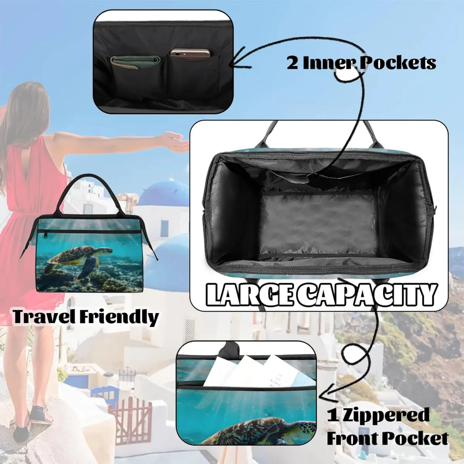 Gym Bag for Women Men, Travel Sports Duffel Bag with Trolley Sleeve, Gym Bag Weekender Overnight Bag Carry On Tote Bag