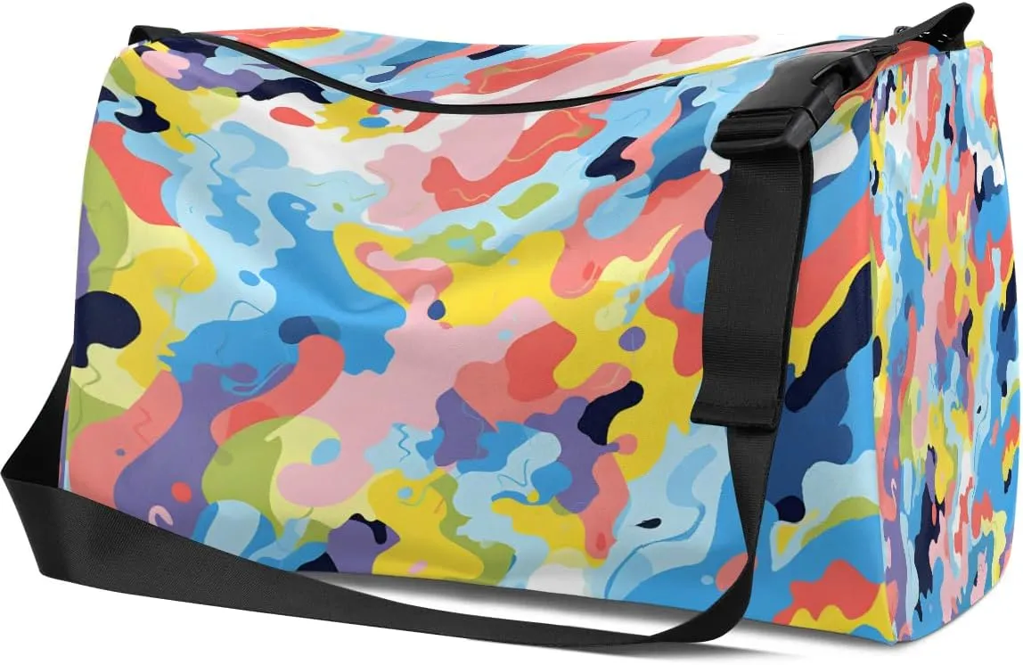 Gym Bags for Men 14.8 Inch Lightweight Carry On Bags for Airplanes Waterproof Duffle Bag for Travel, Abstract Exquisite Colorful Print