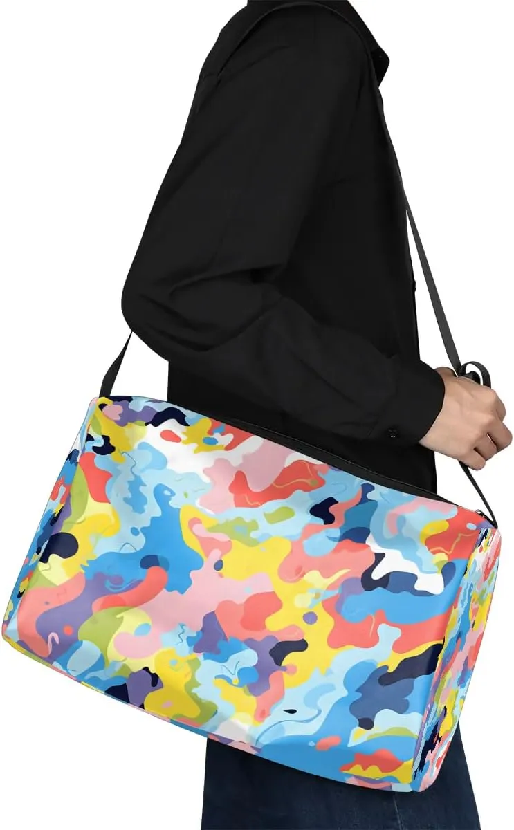 Gym Bags for Men 14.8 Inch Lightweight Carry On Bags for Airplanes Waterproof Duffle Bag for Travel, Abstract Exquisite Colorful Print