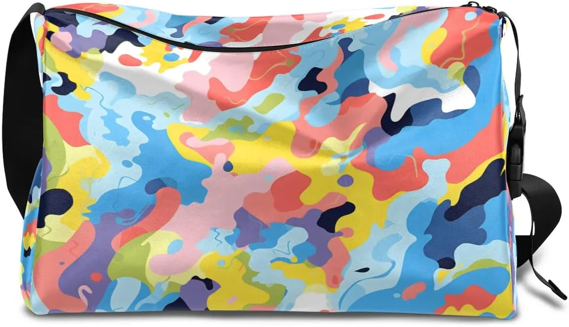 Gym Bags for Men 14.8 Inch Lightweight Carry On Bags for Airplanes Waterproof Duffle Bag for Travel, Abstract Exquisite Colorful Print