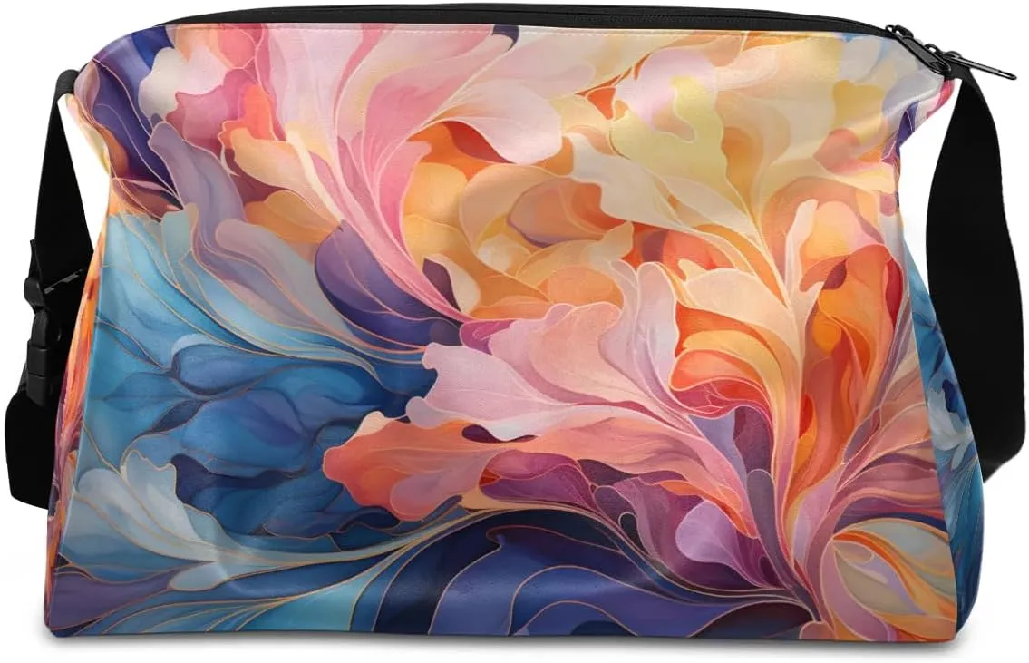 Gym Bags for Men 14.8 Inch Lightweight Carry On Bags for Airplanes Waterproof Duffle Bag for Travel, Art Colors Beauty Printings