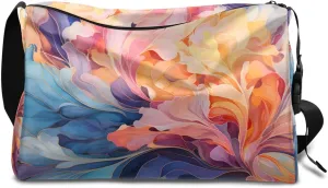 Gym Bags for Men 14.8 Inch Lightweight Carry On Bags for Airplanes Waterproof Duffle Bag for Travel, Art Colors Beauty Printings
