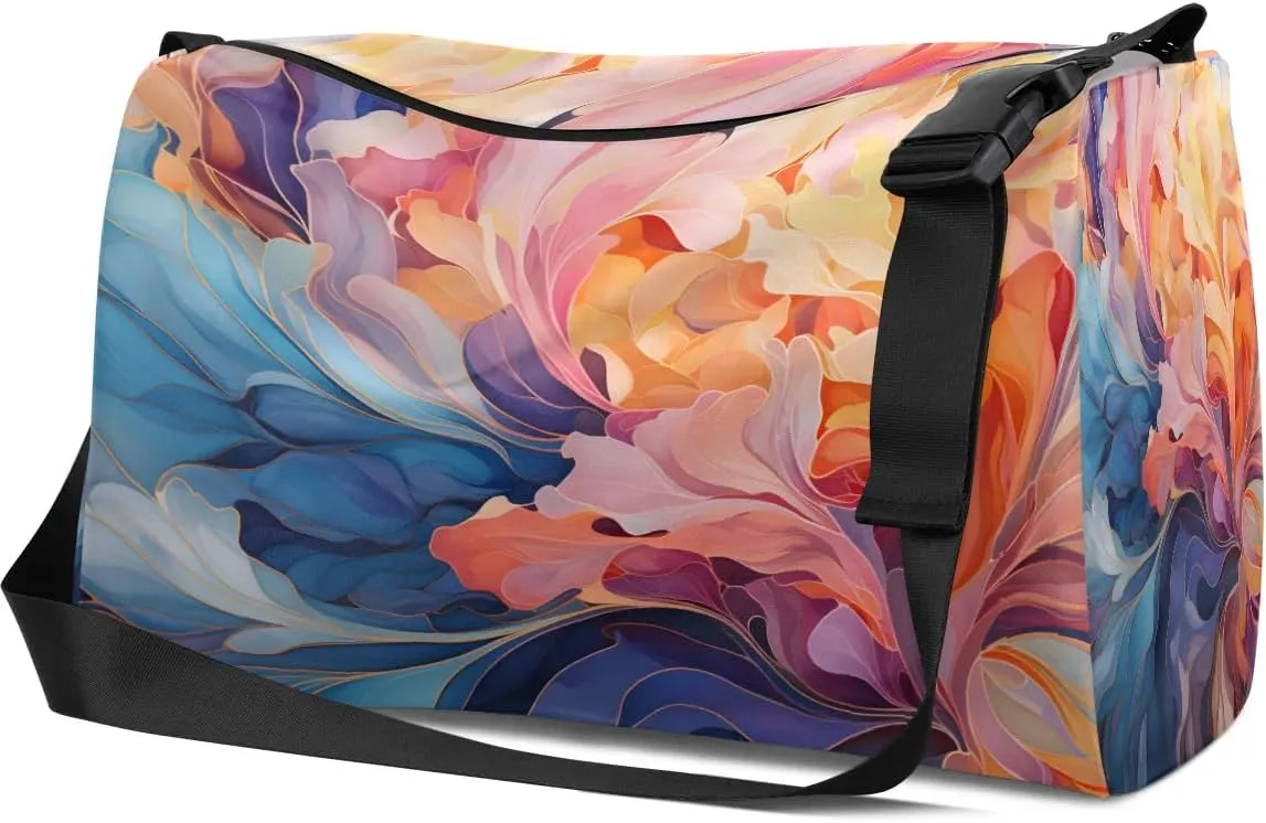 Gym Bags for Men 14.8 Inch Lightweight Carry On Bags for Airplanes Waterproof Duffle Bag for Travel, Art Colors Beauty Printings