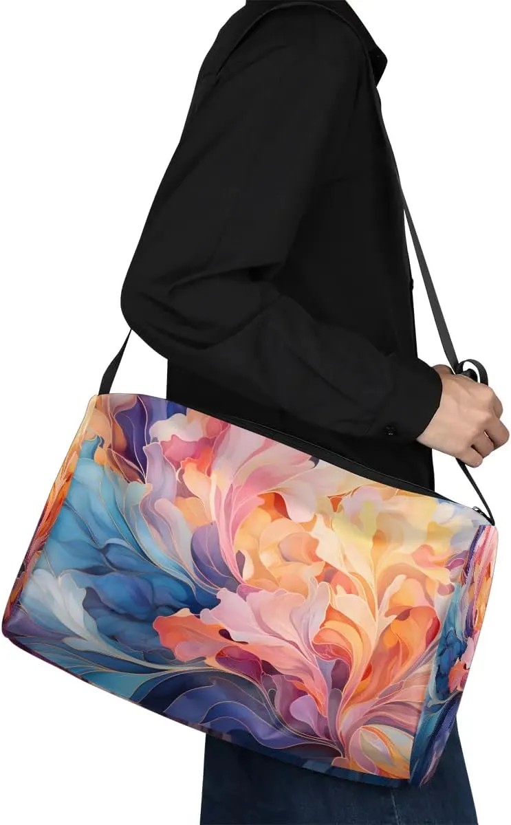 Gym Bags for Men 14.8 Inch Lightweight Carry On Bags for Airplanes Waterproof Duffle Bag for Travel, Art Colors Beauty Printings
